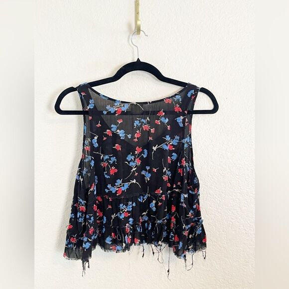 Free people floral print Crinkle Breeze Cami festival tank top XS - Picture 4 of 8